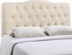 Modway Annabel Tufted Button Linen Fabric Upholstered King Headboard in Ivory