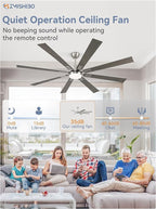 ZMISHIBO 72 inch Brushed Nickel Modern Ceiling Fans with Lights and Remote, Indoor/Outdoor Ceiling Fan for Living Room Patio, 6 Speed Reversible Quiet DC Motor, 3 CCT, Dual Finish Blades