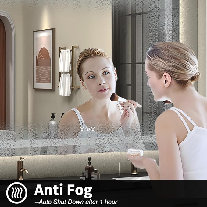55x40 inch Large LED Mirror for Bathroom, Lighted Vanity Mirror for Wall, Dimmable, Anti-Fog, Shatter-Proof, ETL Listed (Front Lights + Backlit)