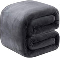 Fleece Blanket Queen Size for All Season 350GSM - Premium Lightweight Anti-Static Throw for Queen/Full Size Bed Extra Soft Brush Fabric Warm Sofa Thermal Blanket 90" x 90"(Dark Gray Queen)