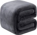 Fleece Blanket Queen Size for All Season 350GSM - Premium Lightweight Anti-Static Throw for Queen/Full Size Bed Extra Soft Brush Fabric Warm Sofa Thermal Blanket 90" x 90"(Dark Gray Queen)
