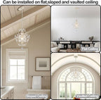 Small Crystal Chandelier for Bedroom, 90% Pre-Assembled 1 Light White Chandelier, Mini Acrylic Crystal Ceiling Light Fixture Charming for Girls Room, Closet, Bathroom, Entryway, Dining Room