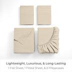 Mellanni California King Sheets Set - 4 PC Iconic Collection Bedding - Hotel Luxury, Extra Soft, Cooling Bed Sheets - Wrinkle, Fade, Stain Resistant (Cal King, Beige)