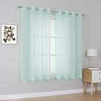 KEQIAOSUOCAI Aqua Sheer Curtains -Seafoam Green Grommet Voile Sheer Drapes Airy Curtain Panels with Light Filtering Window Treatment for Boy's Bedroom(2 Pieces,54 Wide x 63 Long inches)