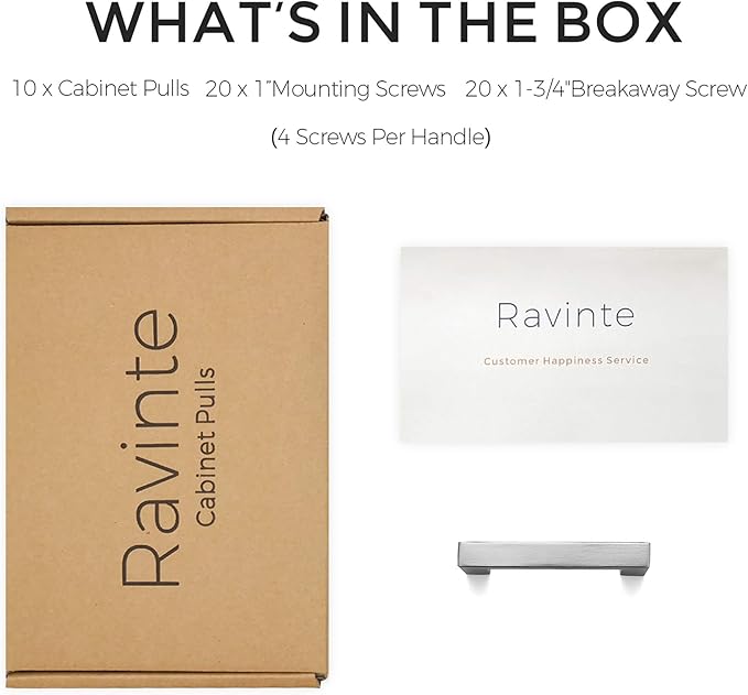 Ravinte 10 Pack 3 Inch Kitchen Square Cabinet Handles Satin Nickel Pulls Brushed Nickel Kitchen Cabinet Hardware Handles for Cupboard Drawer Pulls
