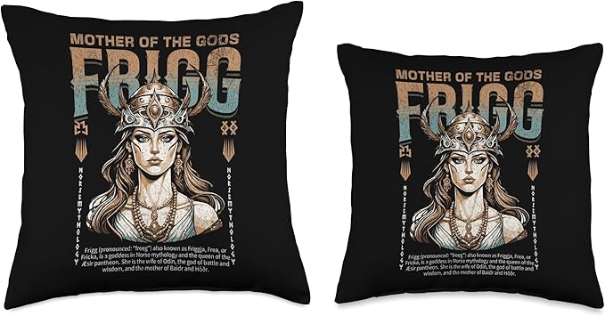 Nordic Vikings Legends Old Norse Mythology Gods Frigg Nordic Scandinavian Legends Old Norse Mythology Gods Throw Pillow, 18x18, Multicolor