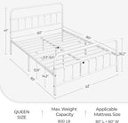 Yaheetech Classic Metal Platform Bed Frame Mattress Foundation with Victorian Style Iron-Art Headboard/Footboard/Under Bed Storage/No Box Spring Needed/Queen Size White