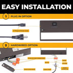LED Under Cabinet Lighting Hardwired - 3CCT 18 Inch Bronze Finish - Undercabinet Lights for Kitchen - Linkable Undercounter Dimmable Plug in Light or Hard Wired - Under Counter Fixture Direct Wire