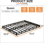 EMODA 5 Inch Box Spring Queen Size Bed Base, Heavy Duty Metal Queen Mattress Foundation with Fabric Cover, Easy Assembly