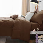 CozyLux King Size Comforter Set Brown - 7 Pieces Bed in a Bag King, Luxury Soft Bed Set for All Seasons, Bedding Set with Down Alternative Comforter, Sheets, Pillowcases & Shams