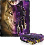 Dawhud Direct Wolf Dreamcatcher Fleece Blanket - 50x60 Inches Soft Plush Throw for Kids and Adults - Cozy Wolves Blanket for Bed, Couch, or Outdoor Use - Machine Washable, Warm Wolf-Themed Decor