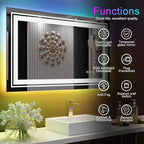 LED Mirror for Bathroom, 28"X36" with 8 RGB Backlit +3 Front Lit (Adjustable Individually), Anti-Fog, Lighted Bathroom Vanity Mirror for Wall, Shatterproof, Memory Function, Tempered Glass
