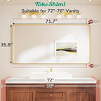 TokeShimi 72x36 Black Bathroom Mirror,Tempered Glass,Bathroom Wall Mirror with Seamless Aluminum Frame,Modern Bathroom Vanity Mirror Shatterproof(Horizontal/Vertical)