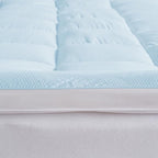 Great Bay Home Twin Cooling Mattress Topper. Thick, Elastic Corner Mattress Pad. Ultra-Soft Cooling Pillowtop Mattress Cover & Protector. Fits Mattresses up to 18” (Twin, Light Blue)