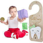 Tooth Fairy Door Hanger, Wooden Tooth Fairy Money Holder with Tooth Coins for Lost Tooth Kids Gifts (Green)
