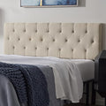 Lucid Mid-Rise Upholstered Headboard - Diamond Tufted - Padded Polyester - Adjustable Height from 34” to 46” - Easy Assembly - Bed Frame or Wall Mount - Sturdy - Pearl - King / Cal King Size