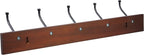Amazon Basics Rectangular Wall-Mounted Farmhouse Coat Rack, 5 Hook, Light Walnut