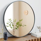 Sweetcrispy 20in Round Bathroom Mirrors for Wall, Bathroom Mirrors for Over Sink, Wall Decor for Bathroom, Entryway, Bedroom, Vanity, Classical Black