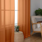 Aiyufeng Orange Sheer Curtains 84 Inches Long 2 Panels Set, Light Filtering Soft Airy Voile Rod Pocket Orange Sheer Window Drapes for Bedroom Living Room, Each 40Wx84L Inches