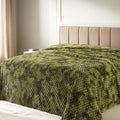HOZY Queen Size Flannel Fleece Blanket, 90x90 Inches 3D Clouds Stylish Jacquard Velvet Plush Bed Blanket for Queen Full Bed, Tie-dye Olive Green