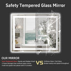 48"x 36" LED Bathroom Mirror with Lights, Double Lighting Sources Dimmable, Backlit + Front Lit, Anti-Fog, Lighted Bathroom Vanity Mirror for Wall(Horizontal/Vertical)