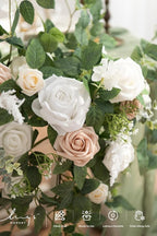 Ling's moment 2PCS Artificial Floral Swags Arch Flowers Wedding Centerpieces Flower Rose Garland Mantel Greenery Arrangements for Sweetheart Welcome Signs Decor Wall Window Home Decor White & Sage