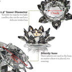 Lotus Black Crystal Candlestick 2-Piece Tealight Candle Set, Black Glass Votive Candle Holder for Tabletop Dining Table Center Decoration Ideal Candle Holder for Wedding Valentine's Day Decoration