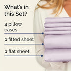 Cal King 6 Piece Sheet Set - Comfy Breathable & Cooling - Soft Hotel Luxury Bedding Set w/ 8-16 Inch Deep Pockets - 1 Flat & 1 Fitted Sheet & 4 Pillowcases - Wrinkle Free & Easy Care - Light Lavender