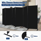 Room Divider 6FT Portable Room Dividers and Folding Privacy Screens, 204'' W Fabric Divider for Room Separation, 6 Panel Partition Room Dividers Freestanding Wall Divider Screen for Dorm Studio Office