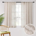 MYSKY HOME Pom Pom Beige Sheer Curtains for Bedroom Girls Room Curtains 63 inch Length for Nursery Kids Light Filtering Boho Window Drapes, Rod Pocket, 38" Wide, 2 Panels
