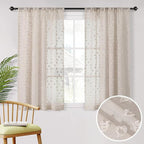 MYSKY HOME Pom Pom Beige Sheer Curtains for Bedroom Girls Room Curtains 63 inch Length for Nursery Kids Light Filtering Boho Window Drapes, Rod Pocket, 38" Wide, 2 Panels