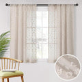 MYSKY HOME Pom Pom Beige Sheer Curtains for Bedroom Girls Room Curtains 63 inch Length for Nursery Kids Light Filtering Boho Window Drapes, Rod Pocket, 52" Wide, 2 Panels