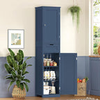 Iwell 67" Tall Bathroom Cabinet, Storage Cabinet with 2 Doors & 1 Drawer, Bathroom Storage Cabinets with Adjustable Shelves, for Living Room, Laundry Room, Home Office, Blue