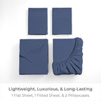 Mellanni Full Sheets Set - 4 PC Iconic Collection Bedding - Hotel Luxury, Extra Soft, Cooling Bed Sheets - Wrinkle, Fade, Stain Resistant (Full, Blue Nova)