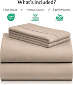 LuxClub 4 PC California King Sheet Set, Breathable Luxury Bed Sheets, Deep Pockets Wrinkle Free Cooling Sheets Machine Washable Hotel Bedding Silky Soft - Light Khaki Cal King
