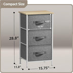Sorbus Nightstand with 3 Drawers - Bedside Furniture & Night Stand End Table Dresser with Steel Frame, Wood Top, Easy Pull Fabric Bins for Home, Bedroom Accessories, Office & Dorm