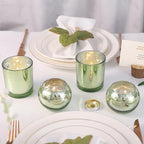 20 Pcs Assorted Green Votive Candle Holders, Larger Size Mercury Glass Candle Holder Bulk, Glass Votive Holder for Wedding, Tea Candle Holders for Christmas Decor, Sage Green Centerpieces for Table