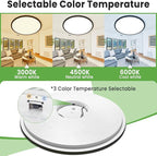 zemty 20 inch LED Flush Mount Ceiling Light, 50W 5000lm Large Light Fixture, 3 Color Temperature in One 3000k 4500k 6000K Round Modern Ceiling Lamp for Bedroom Kitchen Dining Room (Black)