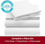 Mellanni California King Sheets Set - 4 PC Iconic Collection Bedding - Hotel Luxury, Extra Soft, Cooling Bed Sheets - Wrinkle, Fade, Stain Resistant (Cal King, Striped White)