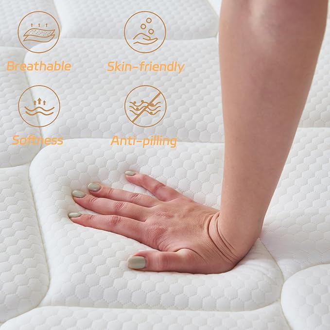 King Size Mattress, 10 Inch King Mattress in a Box, Memory Foam Hybrid Mattresses with Individual Pocket Spring for Motion Isolation & Silent Sleep, Pressure Relief, Medium Firm