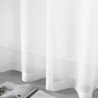 DUALIFE White Sheer Curtains 63 Inch Length for Bedroom 2 Panels Set Grommet Top Window Voile Drapes Semi Sheer Vertical Curtains for Living Room Kids Room Nursery 52x63 Inches Long