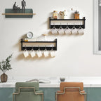 YMYNY Coat Rack Wall Mount with Shelf, 2 Pack 23.6" Coat Hooks Coat Hanger Wall Mount, Wall Hooks for Hanging, Hat Rack for Wall, Towel Hooks for Bathrooms, Black UHWS004B-2