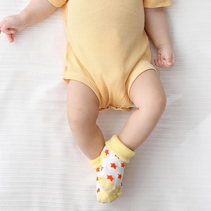 Unisex Baby Terry Socks 5-Pack for Baby boy and girl 0-12 Months Warm Cotton Socks