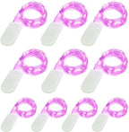 [10-Pack] LED String Lights, 6.6FT LED Moon Lights 20 Led Micro Lights On Silver Copper Wire (Batteries Include) for DIY Wedding Centerpiece, Table Decoration, Party (Purple)