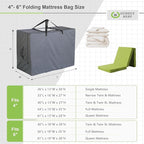 Cuddly Nest Folding Mattress Storage Bag - Heavy Duty Carry Case for Tri-Fold Guest Bed (Fits 6" Queen Mattress,Grey)