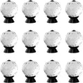 12 Pcs 30mm Round Shape Crystal Glass Cabinet Knobs with Screws Drawer Knob Pull Handle Used for Kitchen, Dresser, Door, Cupboard(Black B Clear)