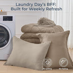 HEVUMYI Khaki & Linen Twin Comforter Set - 5-Piece All Season Bed in a Bag Twin, Ultra Soft Bedding Set with Comforter, Flat Sheet, Fitted Sheet, Pillowcases, Pillow Shams