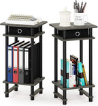 Furinno Turn-N-Tube Tall End Table, French Oak Grey/Black/Black