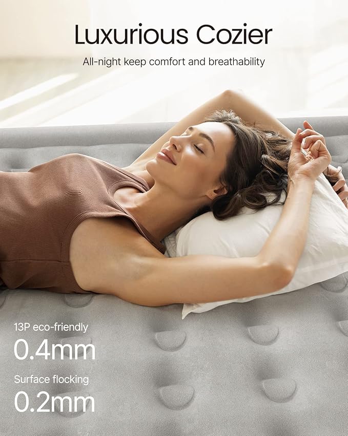 iDOO Air Mattress Full with Built in Pump, 18" Raised Comfort Blow up Mattress, Inflatable Mattress for Guests & Home, Air Bed, colchon inflable, Upgraded Four Chamber Technical Airbed