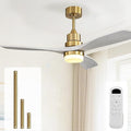 Sofucor Low Profile Ceiling Fan with Lights Remote Control 52 Inch Flush Mount Ceiling Fan Modern Wood Blade Fan for Bedroom Living Room Indoor Outdoor Farmhouse Patio, Grey Gold